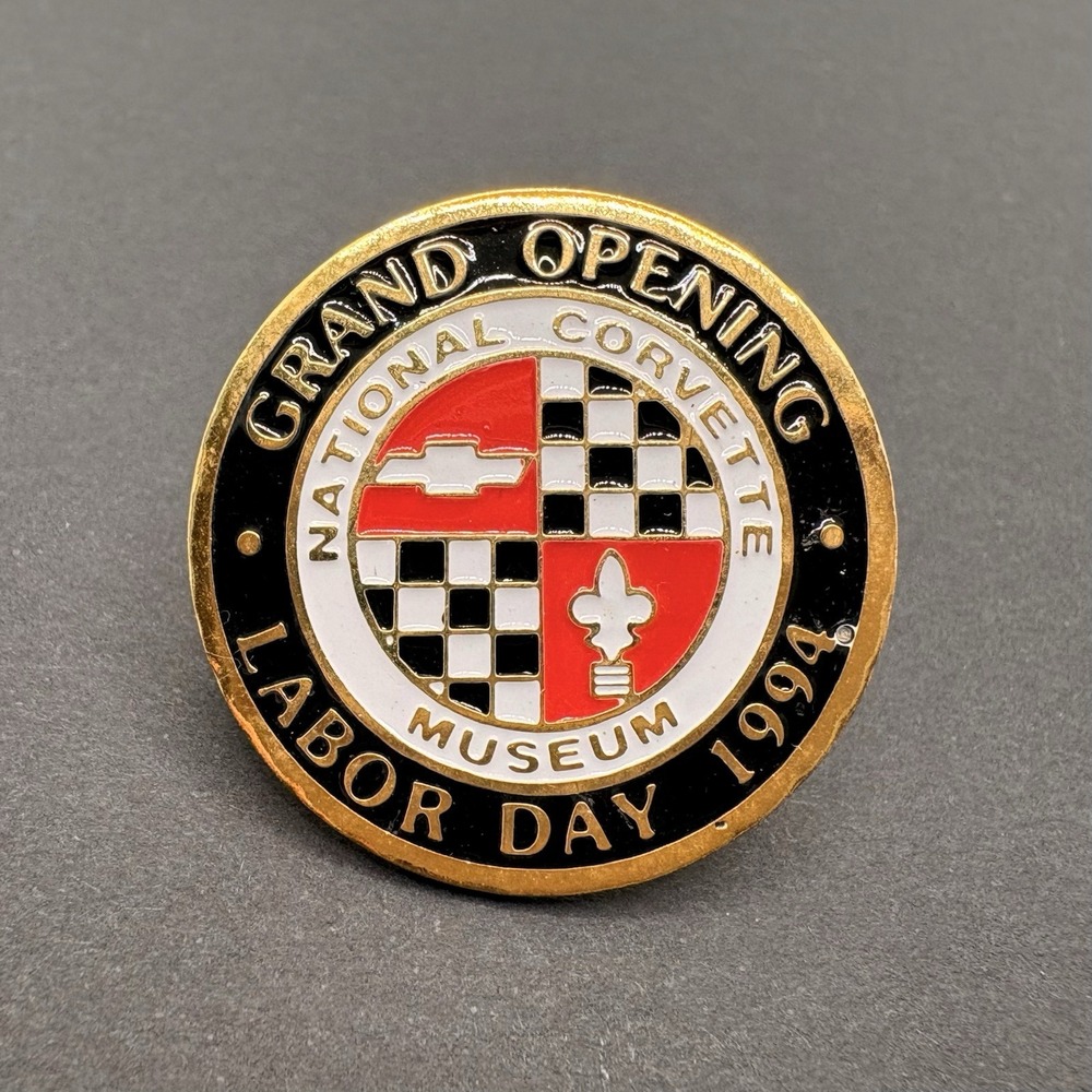 Rare National Corvette Museum Grand Opening Day Pin Inaugural Year 1994 Logo
